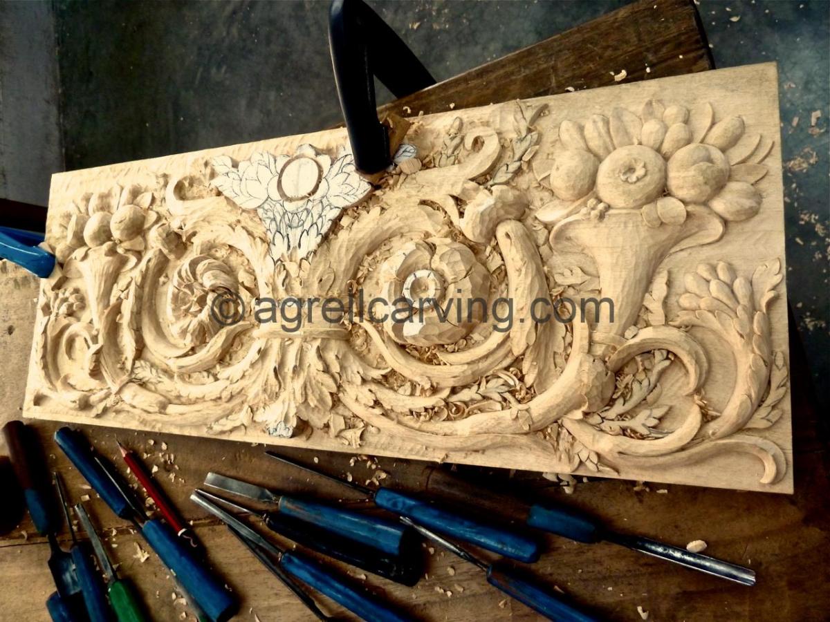Agrell Architectural Carving French hand carved panels in progress copy of Versaille